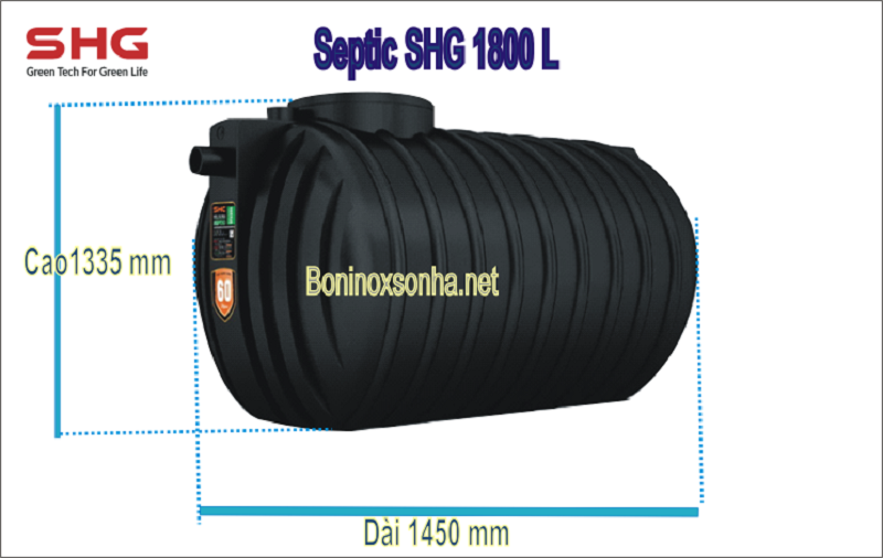 bể phốt sơn hà ngang 1800L