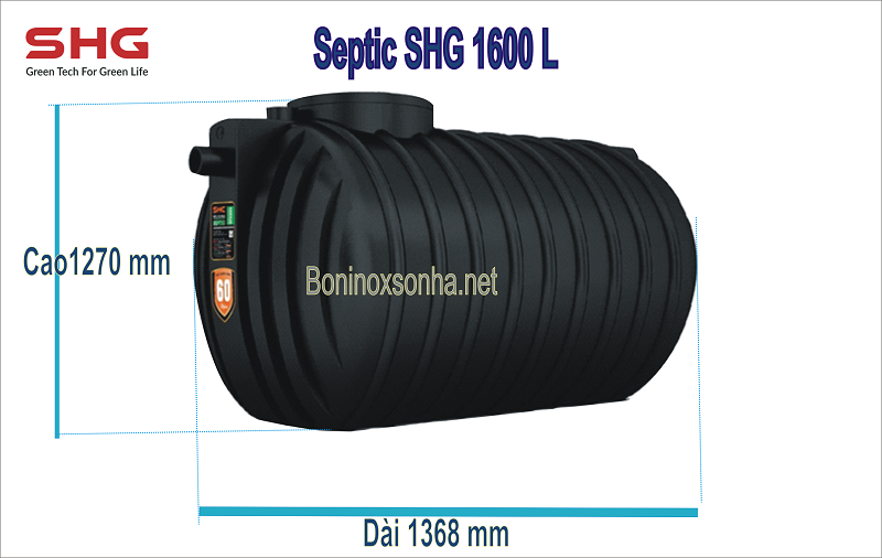 bồn tự hoại ngang 1600 l&iacute;t sơn h&agrave;