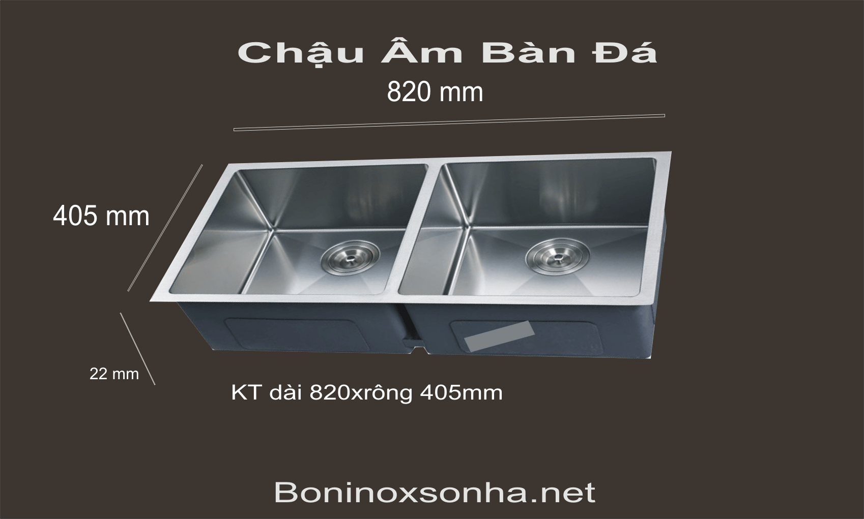 Chậu đ&uacute;c 820x405 việt nhật inox 304