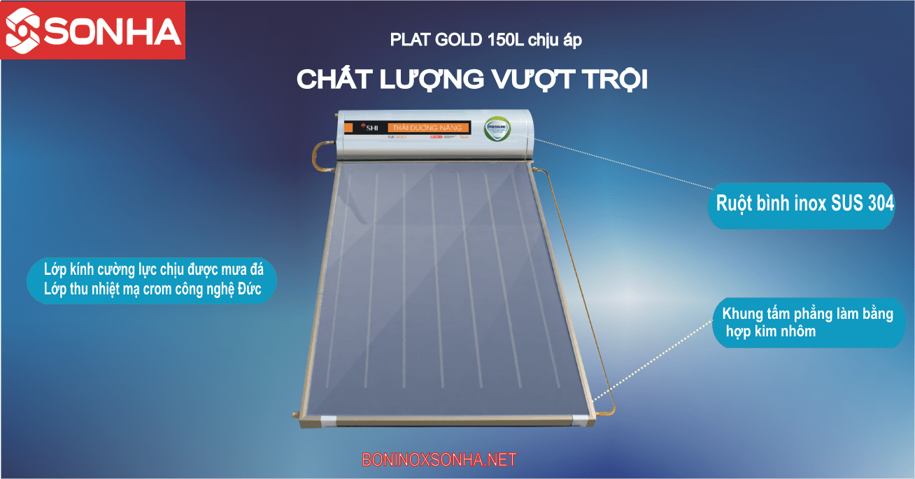 năng lượng tấm kính 150 lít sơn hà