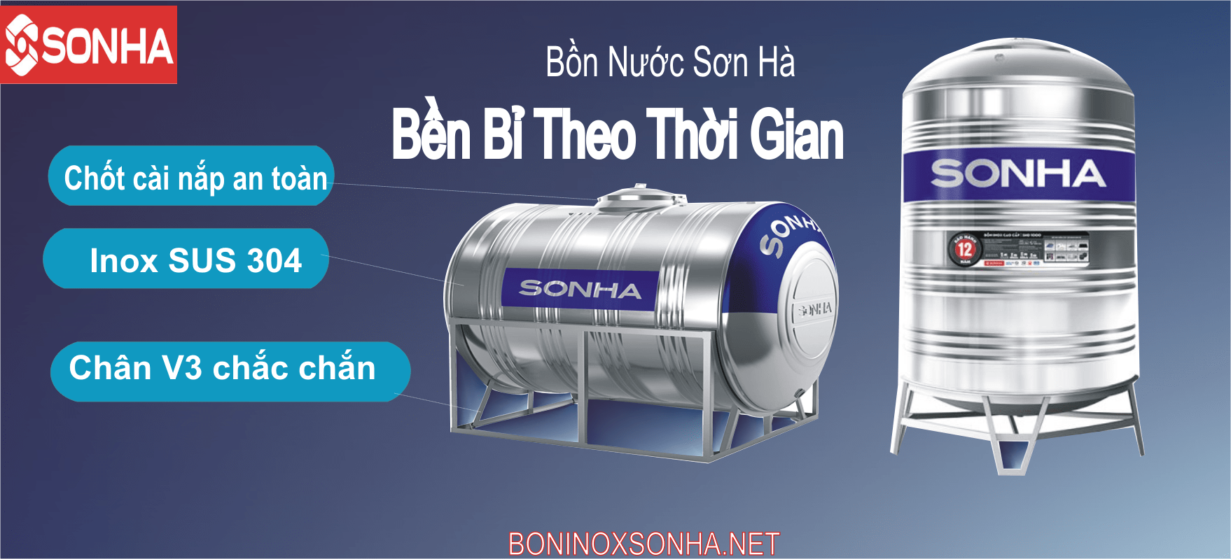 bồn nước inox SUS 304 Sơn Hà