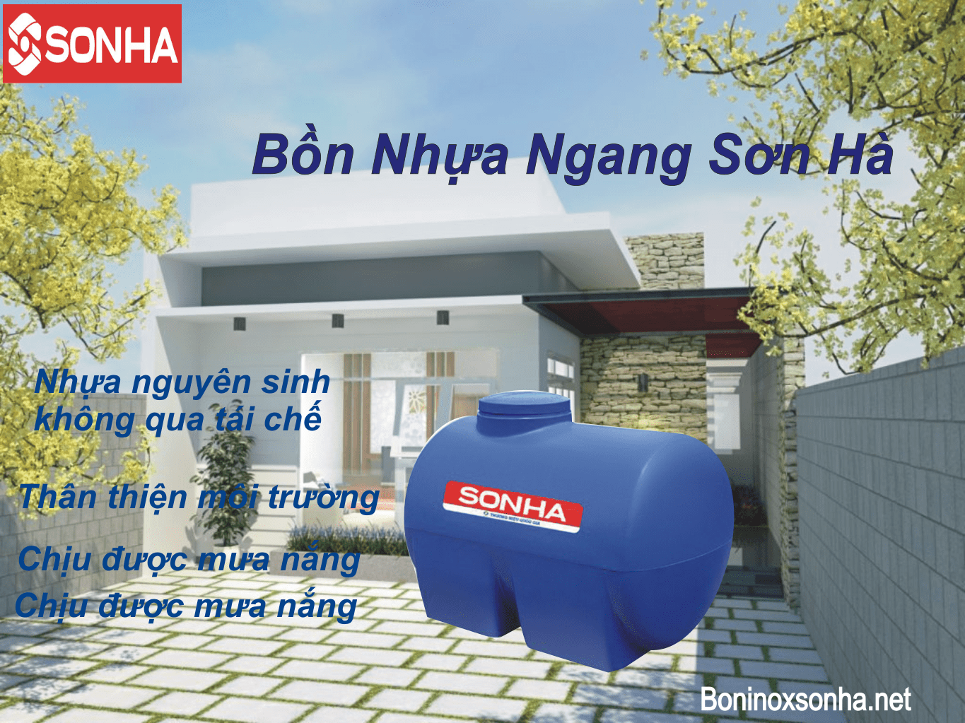bồn nhựa sơn hà ngang
