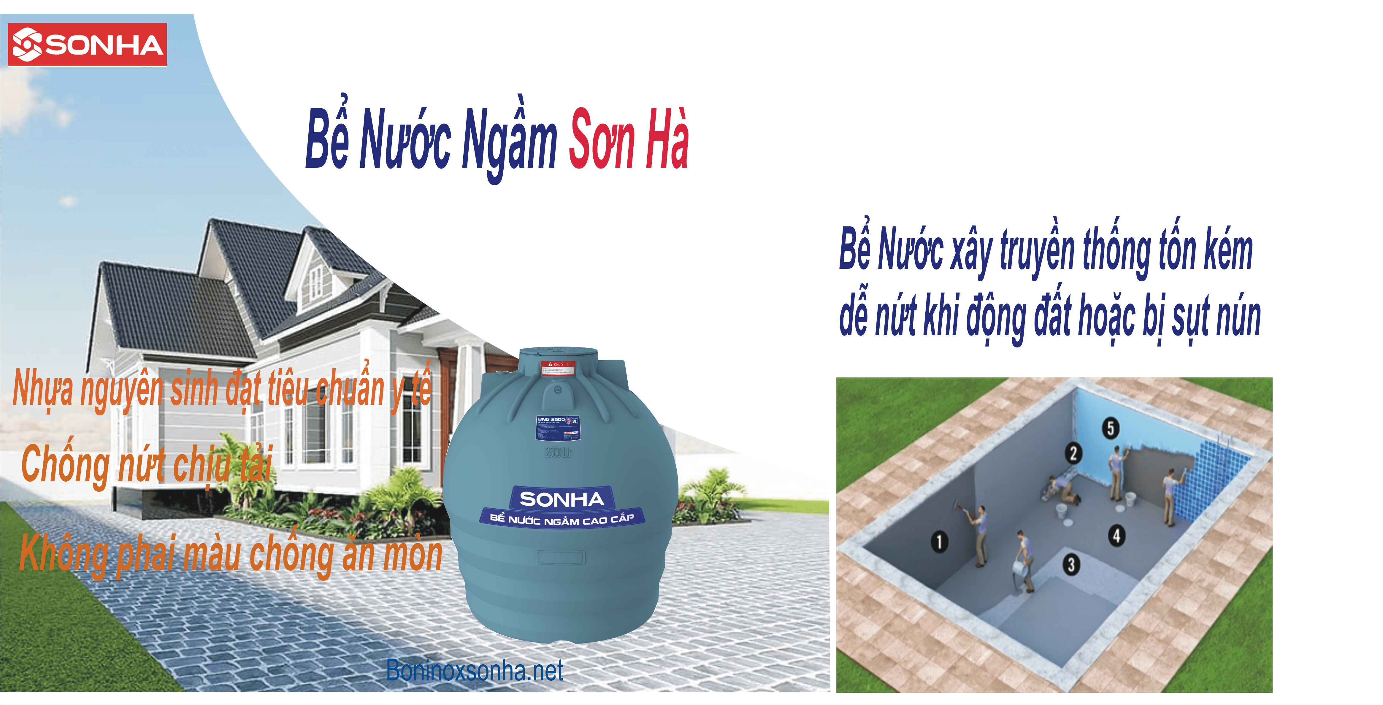Hình ảnh bể ngầm sơn hà và bể xây truyền thống