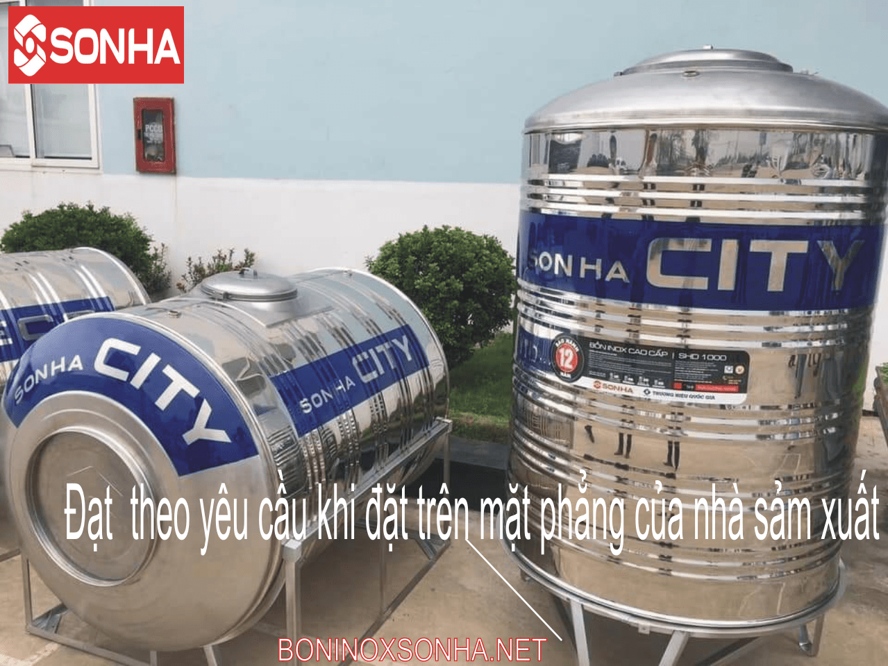 bồn nước sơn hà đứng ngang đạt chuẩn khi để trên mặt phẳng