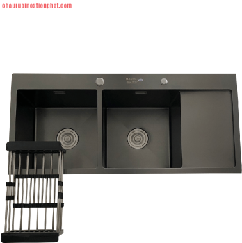 Chậu Kagol 1000x450 Hai Hố 1 Bàn cân Nano đen