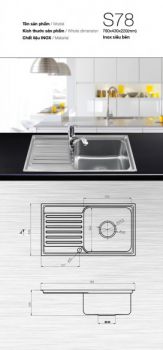 CHẬU RỬA BÁT INOX CAO CẤP S78